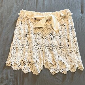 Cynthia Rowley Cream Lace High Waist Shorts